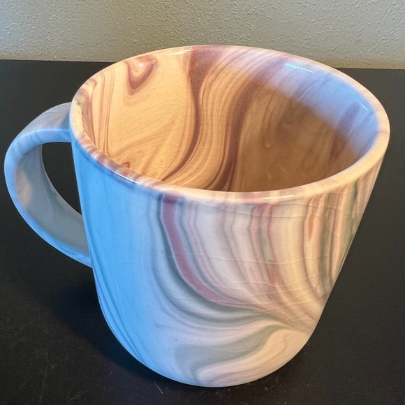 COST PLUS WORLD MARKET Marbleized Swirl Stoneware Mug Pink, Gray & Jade Green - Picture 1 of 9